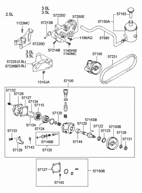 Genuine Hyundai 57100-39020 Power Steering Oil Pump Assembly Genuine Hyundai 57100-39020 Power Steering Oil Pump Assembly