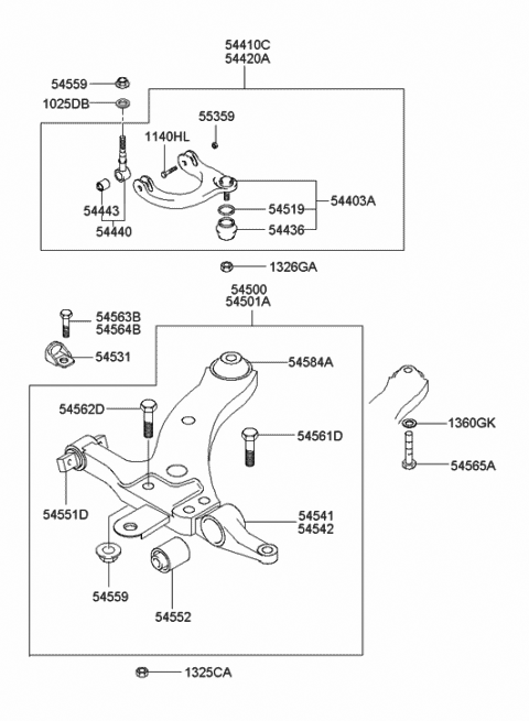 Front Right Genuine Hyundai 54501-38011 Lower Suspension Control Arm Front Right Genuine Hyundai 54501-38011 Lower Suspension Control Arm