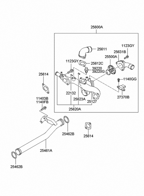 Genuine Hyundai 25620-37105 Thermostat Housing Assembly Genuine Hyundai 25620-37105 Thermostat Housing Assembly