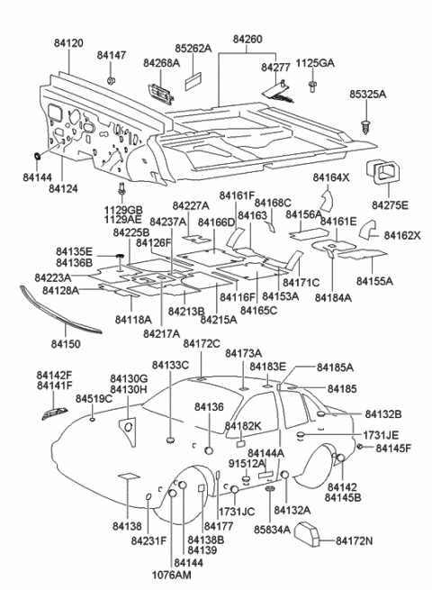 2002 Hyundai XG350 Pad-Antinoise Diagram for 84182-28000