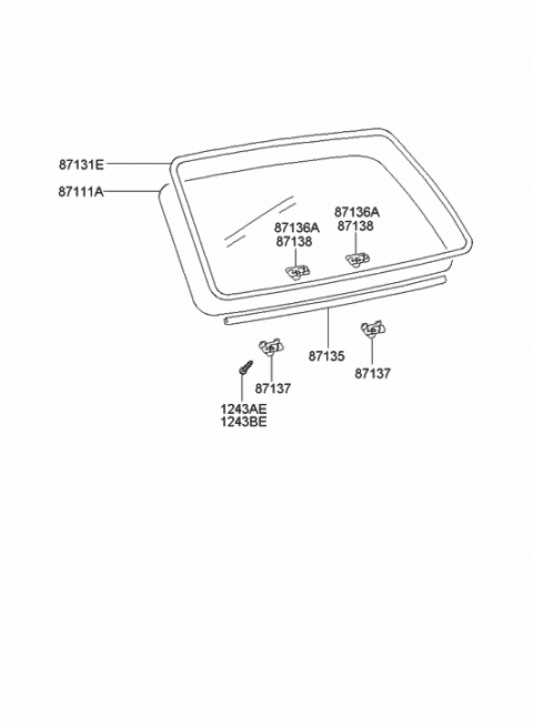 2001 Hyundai XG300 Glass-Rear Window Diagram for 87111-39022