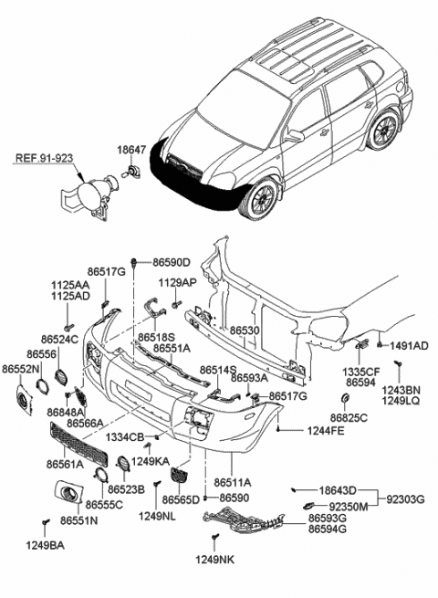 2004 Hyundai Tucson Nut Assembly-Plug Diagram for 86825-26000