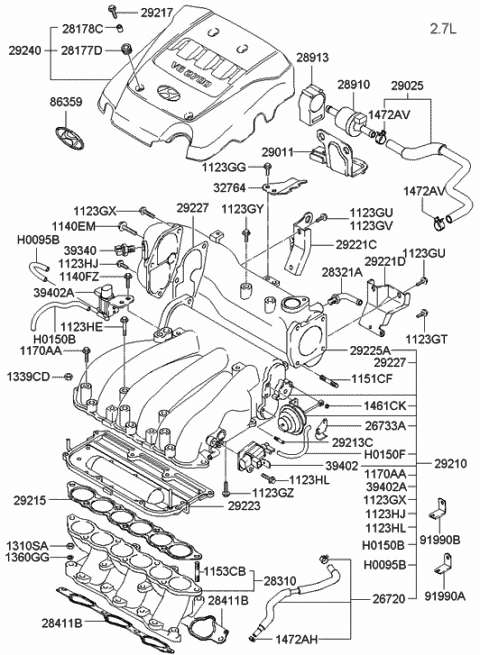 2005 Hyundai Tucson Cover-Control Valve Diagram for 29223-37270