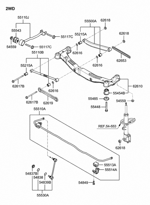 RD-Autoparts 4WD Rear Subframe Axle With Control Arms For Hyundai Tucson/Kia Sportage (2002-2010)