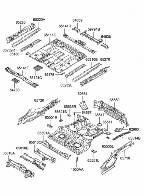 2005 Hyundai Tucson Panel-Center Floor Diagram for 65111-2E010