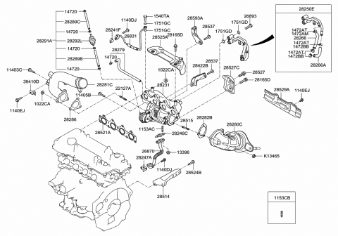 2012 Hyundai Veloster Pipe-Oil Turbocharger Diagram for 28245-2B700