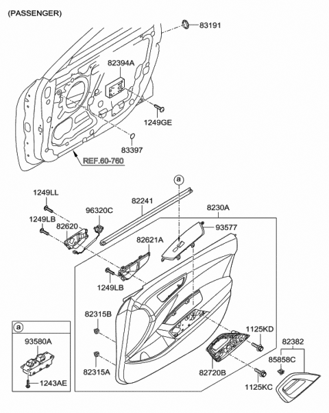 2013 Hyundai Veloster Interior Door Handle Assembly, Right Diagram for 82620-2V000-CR
