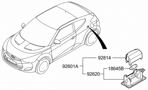 2012 Hyundai Veloster License Plate & Interior Lamp Diagram