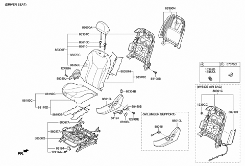 2014 Hyundai Veloster Front Driver Side Seat Cushion Covering Diagram for 88160-2V320-S6Y