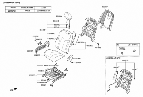 2012 Hyundai Veloster Back Assembly-Front Seat Passenger Diagram for 88401-2V430-S6Y