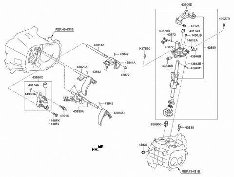 2012 Hyundai Veloster Gear Shift Control-Manual Diagram 1