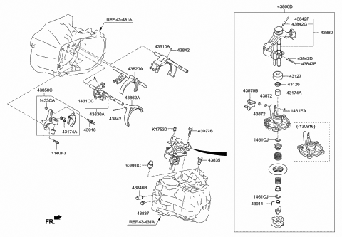 2012 Hyundai Veloster Gear Shift Control-Manual Diagram 3