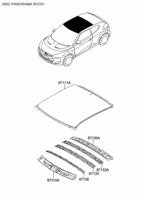 2012 Hyundai Veloster Roof Panel Diagram 1