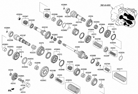 2013 Hyundai Veloster Bearing-Taper Roller Diagram for 43222-2A000