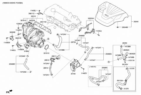 2012 Hyundai Veloster Hose "D"Assembly-Water Diagram for 25472-2B701