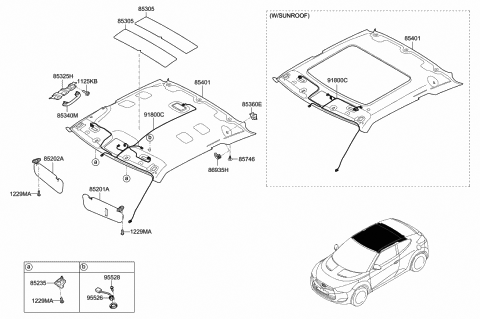2014 Hyundai Veloster Wiring Assembly-Roof Diagram for 91800-2V090
