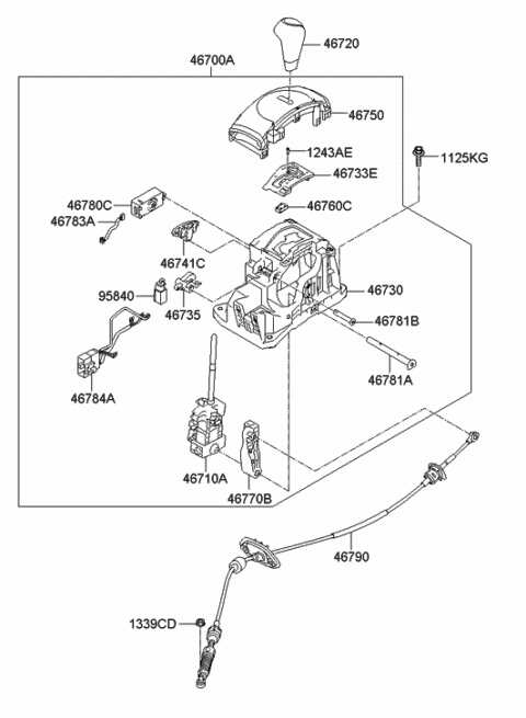 Genuine Hyundai 46790-2B000 Automatic Transmission Lever Cable Assembly Genuine Hyundai 46790-2B000 Automatic Transmission Lever Cable Assembly