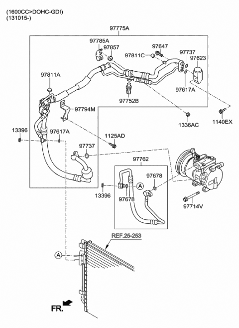 2013 Hyundai Veloster Air conditioning System-Cooler Line Diagram 2