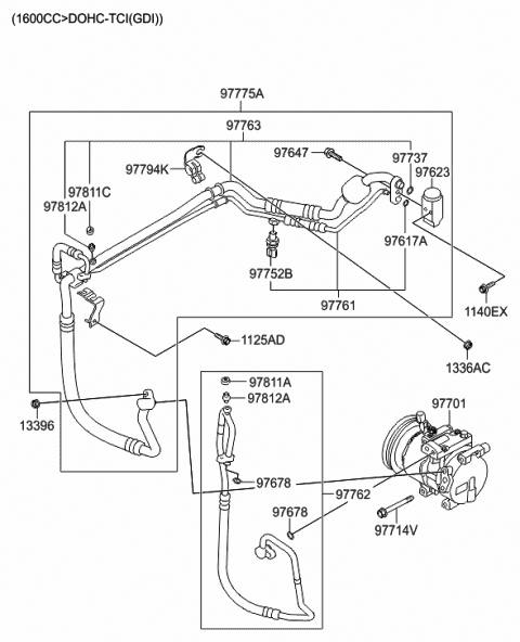 2013 Hyundai Veloster Air conditioning System-Cooler Line Diagram 3