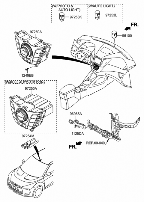 2015 Hyundai Veloster Heater Control Assembly Diagram for 97250-2V012-BLH
