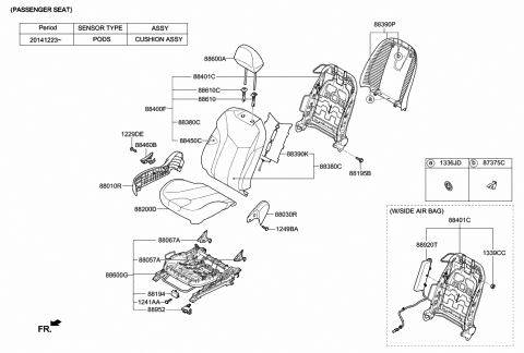 2015 Hyundai Veloster Front Driver Side Seat Back Covering Diagram for 88460-2V021-SD6