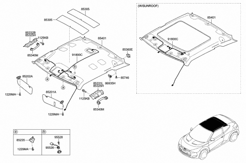 2017 Hyundai Veloster Pad-Roof Diagram for 85305-2V000
