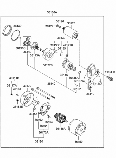 2006 Hyundai Elantra Holder & Brush Assembly Diagram for 36169-23071