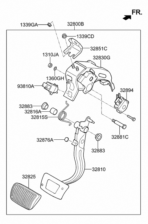 2018 Hyundai Sonata Hybrid Lever-Brake Pedal Diagram for 32816-B9000