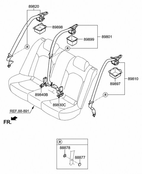 2018 Hyundai Sonata Hybrid Buckle Assembly-Rear Seat Belt,LH Diagram for 89830-C1060-TRY