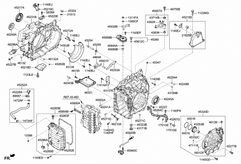 2018 Hyundai Sonata Hybrid Valve Body Oil Filter Assembly Diagram for 46321-3D800