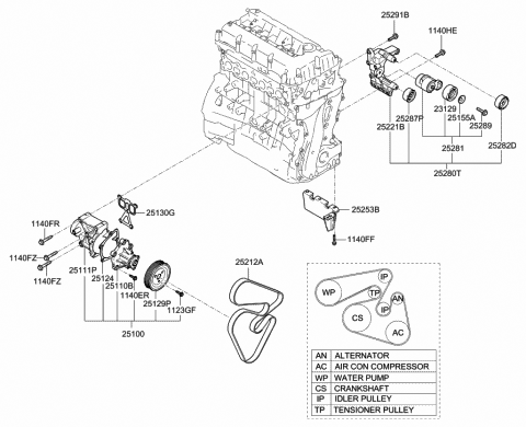 2010 Hyundai Sonata Pump Sub Assembly-Coolant Diagram for 25110-2G400