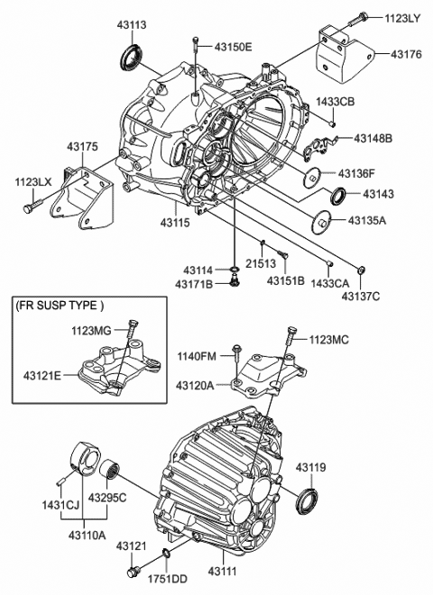 Genuine Hyundai 43130-24530 Transmission Support Bracket Assembly