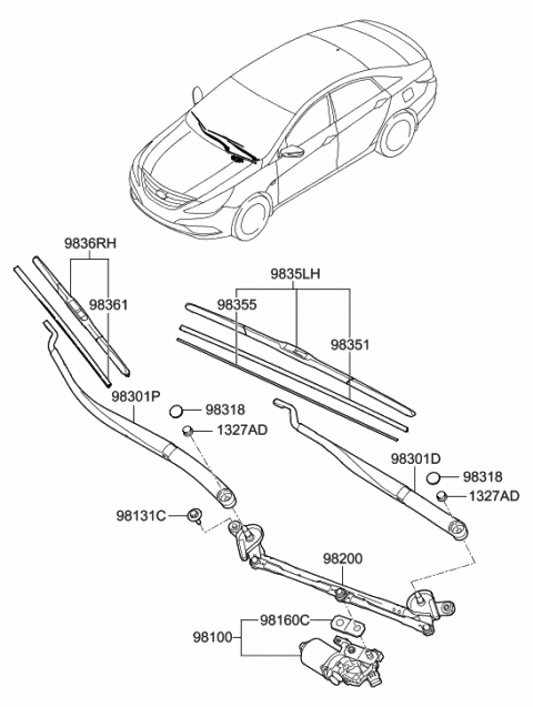 Genuine Hyundai 98120-0W000 Windshield Wiper Linkage Assembly Genuine Hyundai 98120-0W000 Windshield Wiper Linkage Assembly