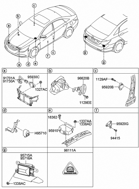 2010 Hyundai Sonata Horn Assembly-Burglar Alarm Diagram for 96630-3S000