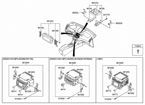 2010 Hyundai Sonata Bracket-Set Mounting,RH Diagram for 96156-3Q000