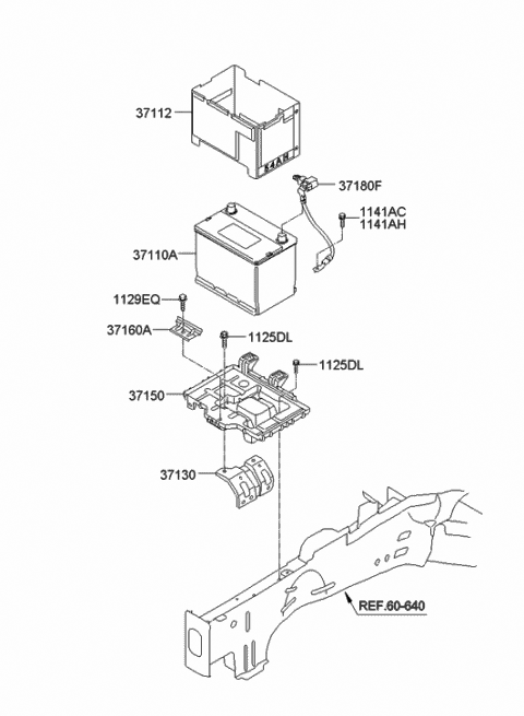 2010 Hyundai Sonata Tray Assembly-Battery Diagram for 37150-2T000