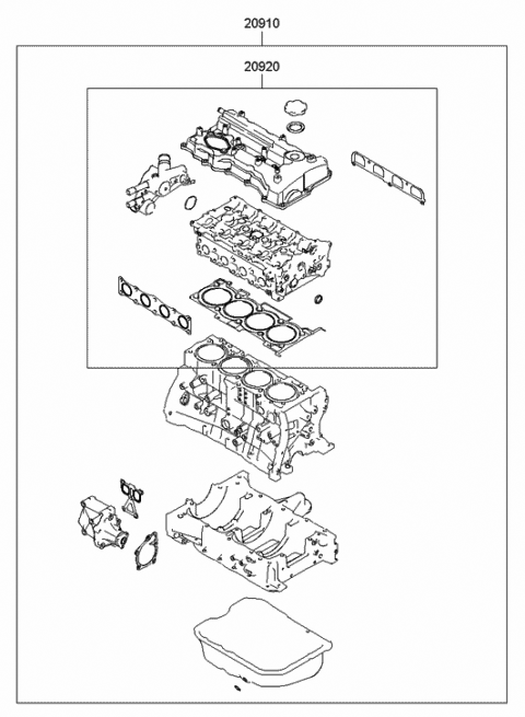 Genuine Hyundai 20910-2GL03-A Engine Overhaul Gasket Kit 