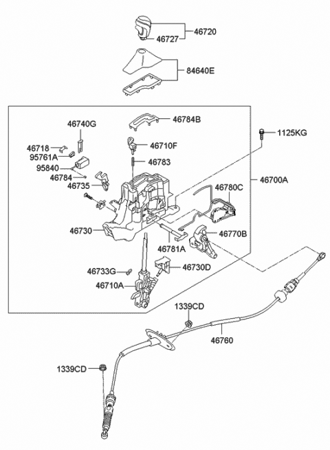 2012 Hyundai Sonata Switch Housing Assembly Diagram for 46780-3R500