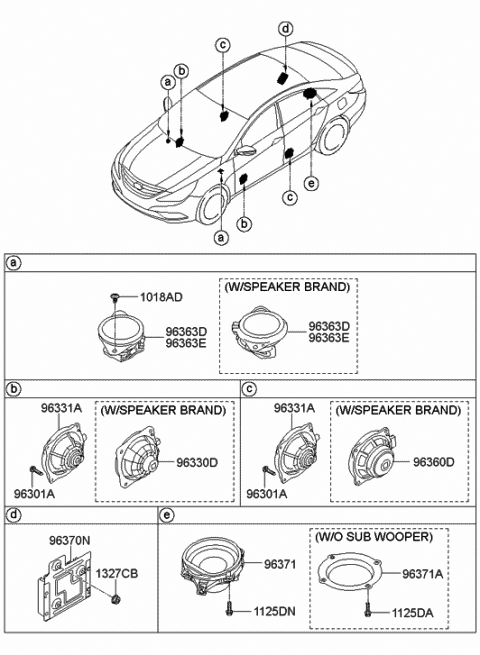 2014 Hyundai Sonata Front Center Speaker Assembly Diagram for 96330-3S300