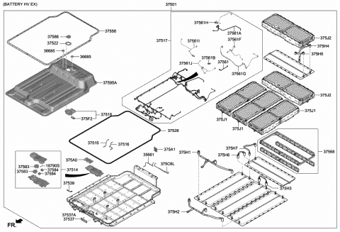 2019 Hyundai Kona Electric Panel Assembly-Battery Pack UPR Ca Diagram for 375P2-K4000