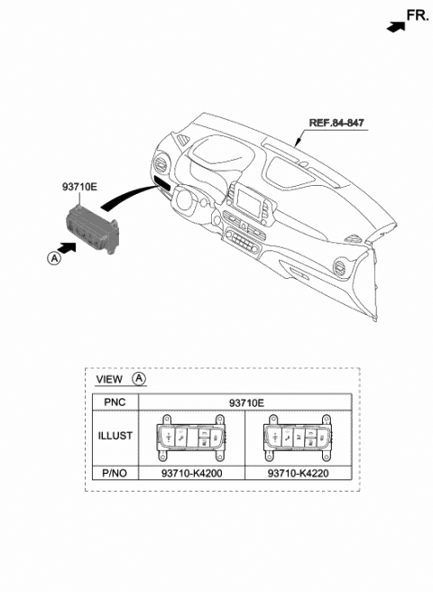 2019 Hyundai Kona Electric Switch Assembly-Side Crash Pad Diagram for 93710-K4220-TRY