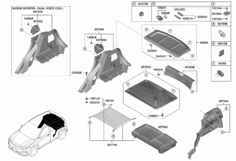 2020 Hyundai Kona Electric Trim Assembly-Luggage Side RH Diagram for 85740-K4100-TRY