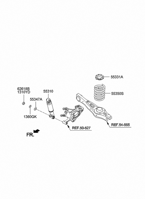 2013 Hyundai Santa Fe Sport Rear Shock Absorber Assembly Diagram for 55310-4Z700
