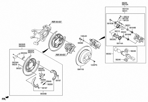 2015 Hyundai Santa Fe Sport Brake Assembly-Rear Wheel,LH Diagram for 58210-2W100
