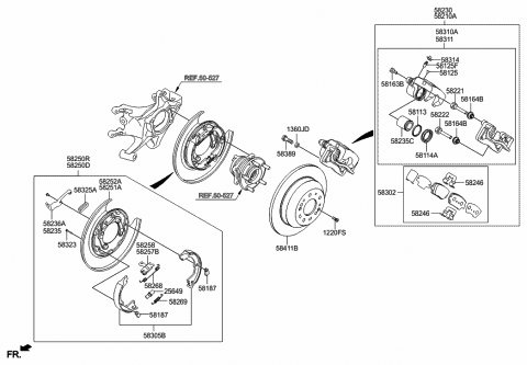 Rear Genuine Hyundai 58311-2BA00 Brake Caliper Kit Right