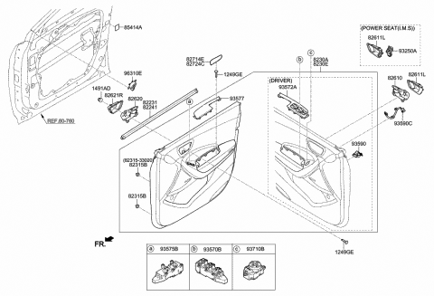 2013 Hyundai Santa Fe Sport Panel Assembly-Front Door Trim,RH Diagram for 82308-4Z020-RYN