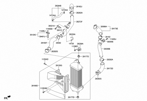 2014 Hyundai Santa Fe Sport Complete-INTERMEDIATED Cooler Diagram for 28270-2G300