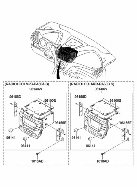 2015 Hyundai Santa Fe Sport Audio Assembly Diagram for 96180-4Z100-4XFLT