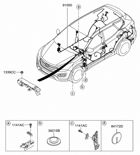 2014 Hyundai Santa Fe Sport Wiring Assembly-Floor Diagram for 91500-4Z321