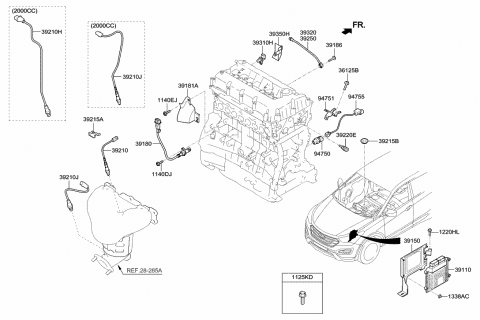 2014 Hyundai Santa Fe Sport Engine Control Module Unit Diagram for 39100-2GBB4